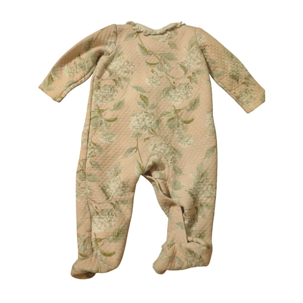 Laura Ashley Baby Pink Quilted Hydrangea Floral Footie Sleeper 6-9 Months